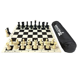 Set de ajedrez tablero de vinilo con piezas extra peso modelo Zagreb y bolso