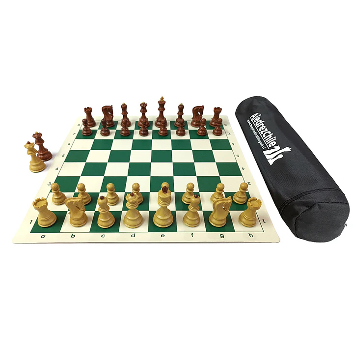 Set de ajedrez tablero de vinilo con piezas extra peso tipo madera modelo Zagreb y bolso 2