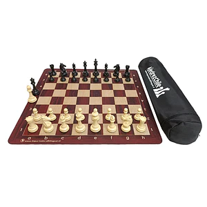 Set de ajedrez tablero de goma con piezas extra peso modelo Templario y bolso