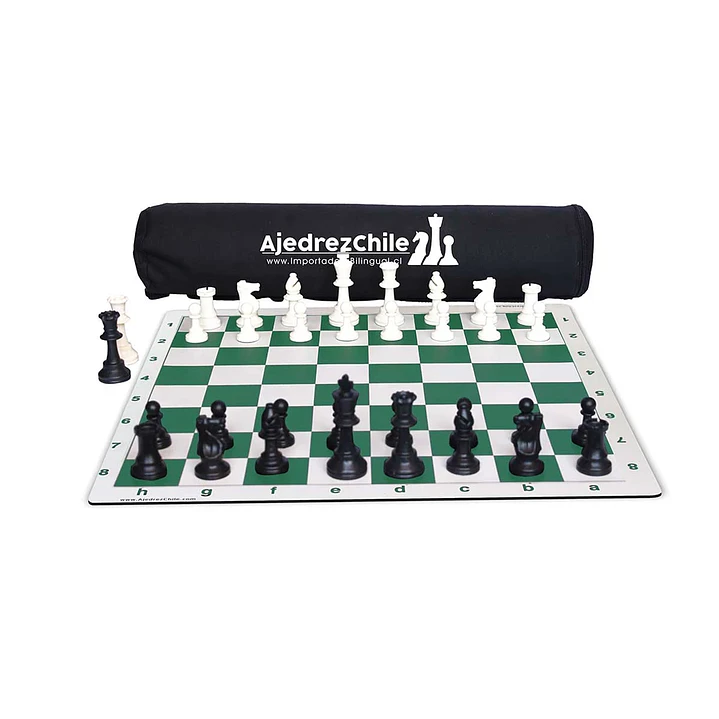 Set de ajedrez tablero de goma con piezas y bolso 4