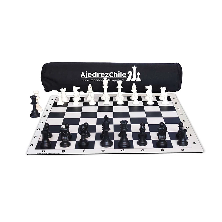 Set de ajedrez tablero de goma con piezas y bolso 5