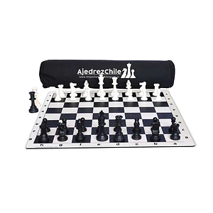 Set de ajedrez tablero de goma con piezas y bolso