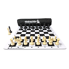 Set de ajedrez tablero de goma con piezas extra peso modelo Templario y bolso 4