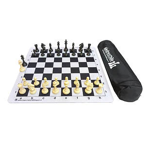 Set de ajedrez tablero de goma con piezas extra peso modelo Templario y bolso