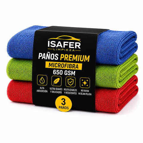 Pack 3 Paños Premium 650 GSM - Rojo/Azul/Verde