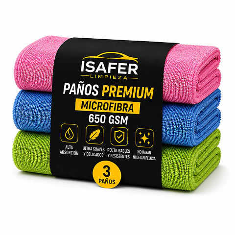 Pack 3 Paños Premium 650 GSM - Rosado/Azul/Verde