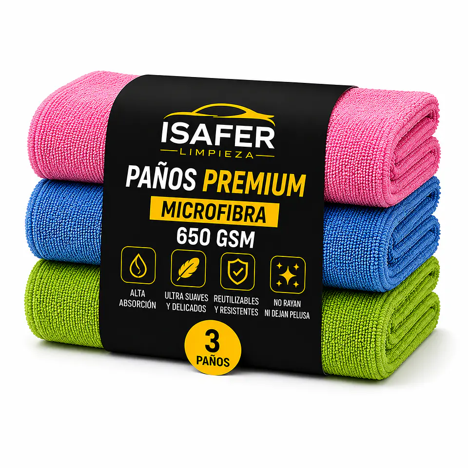 Pack 3 Paños Premium 650 GSM - Rosado/Azul/Verde 1
