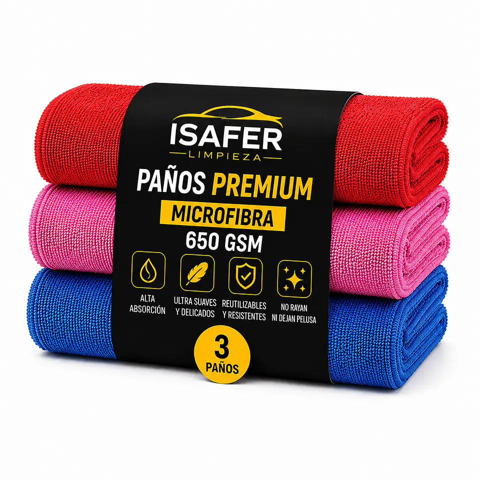 Pack 3 Paños Premium 650 GSM - Rojo/Rosado/Azul 1