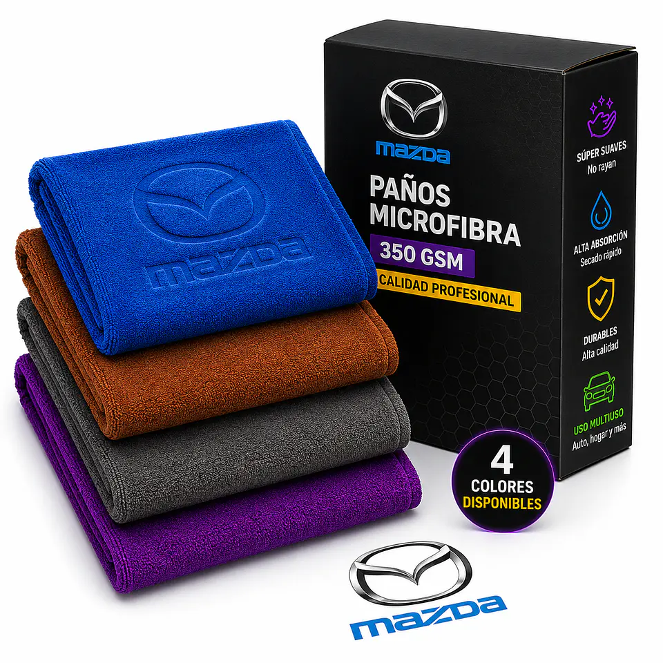 Pack 4 Paños Microfibra 350 GSM MAZDA - 4 Colores 1