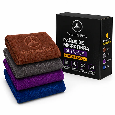 Pack 4 Paños Microfibra 350 GSM Mercedez Benz - 4 Colores