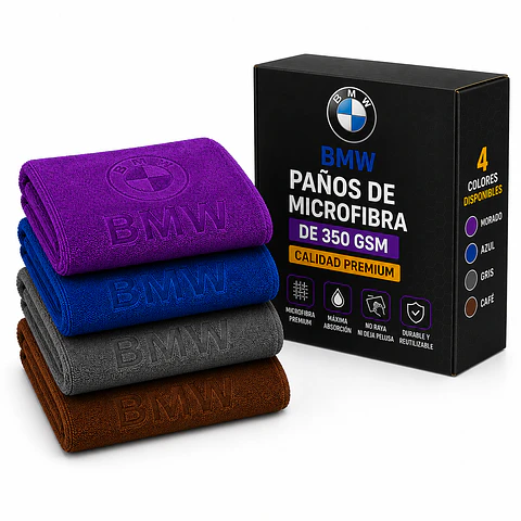 Pack 4 Paños Microfibra 350 GSM BMW - 4 Colores