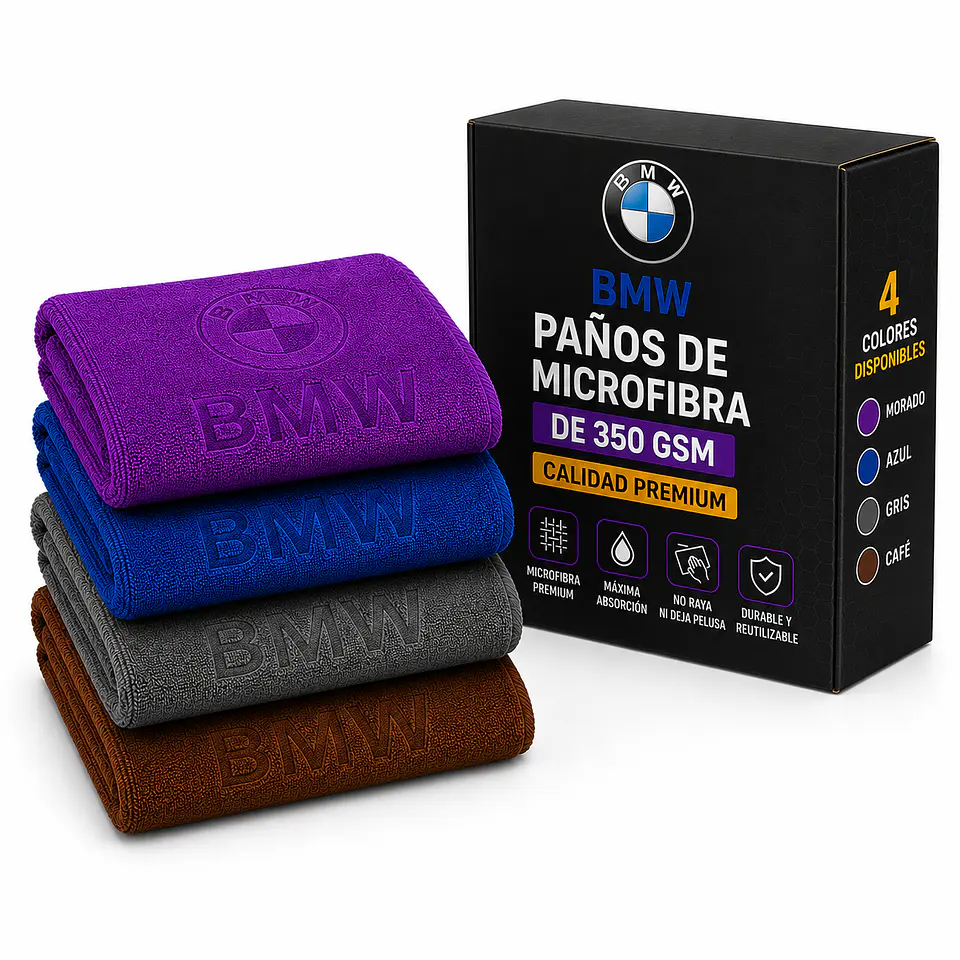 Pack 4 Paños Microfibra 350 GSM BMW - 4 Colores 1