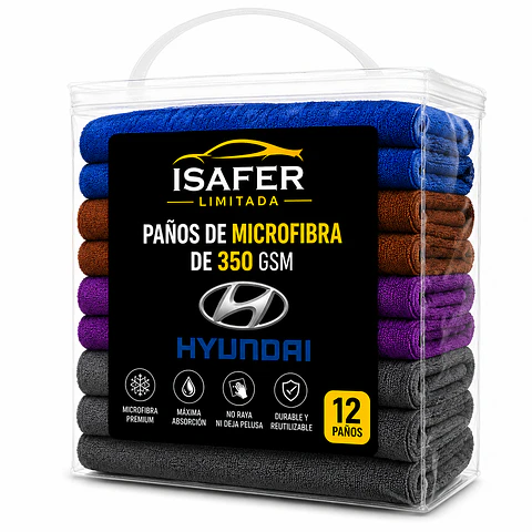 Embalaje 12 Paños Microfibra 350 GSM Hyundai