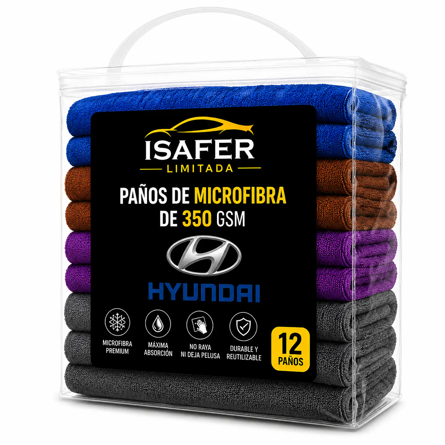 Embalaje 12 Paños Microfibra 350 GSM Hyundai 1