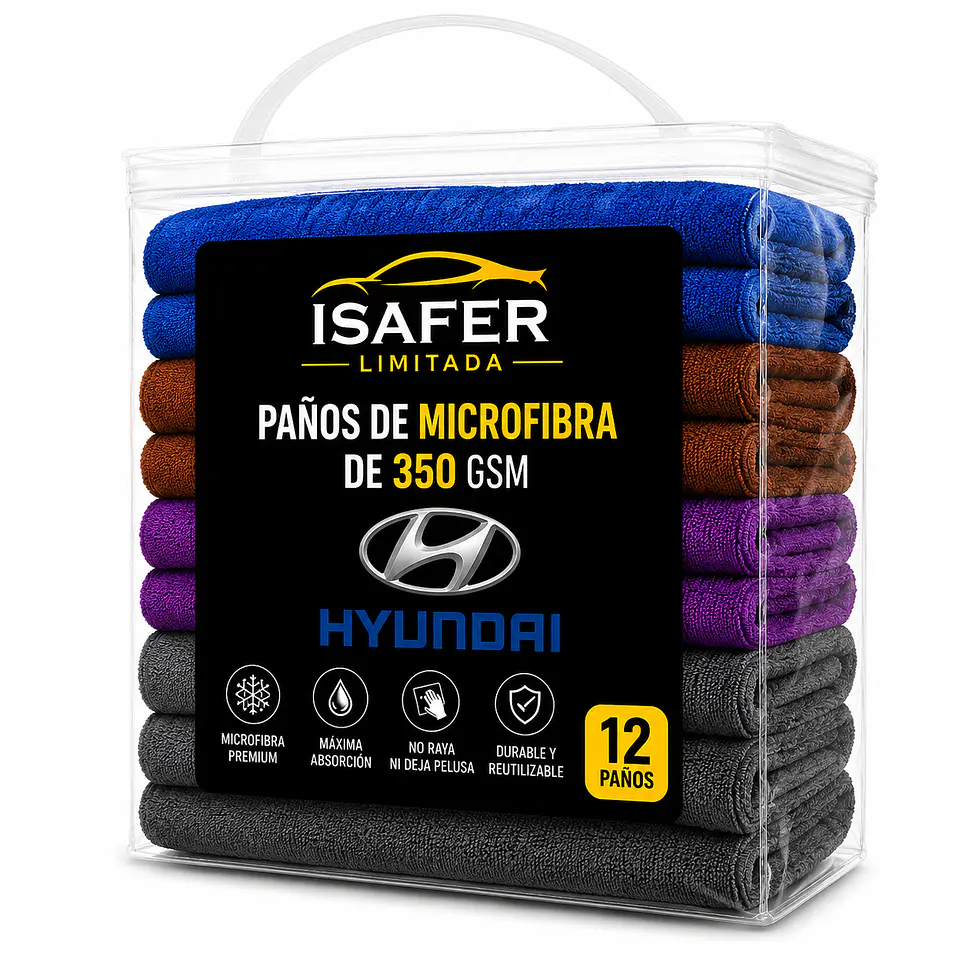 Embalaje 12 Paños Microfibra 350 GSM Hyundai 1