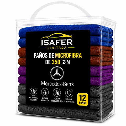 Embalaje 12 Paños Microfibra 350 GSM Mercedes Benz