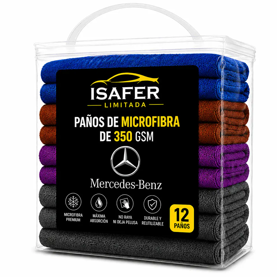 Embalaje 12 Paños Microfibra 350 GSM Mercedes Benz 1