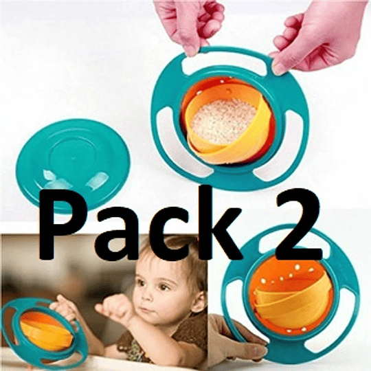 Pack 2 Plato Antiderrame Niño Bebé Gira en 360 °