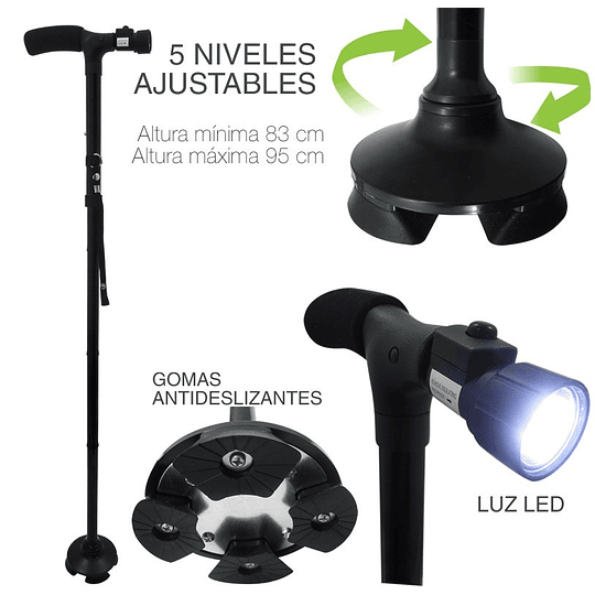 Bastón Plegable 4 Soportes Luz Led