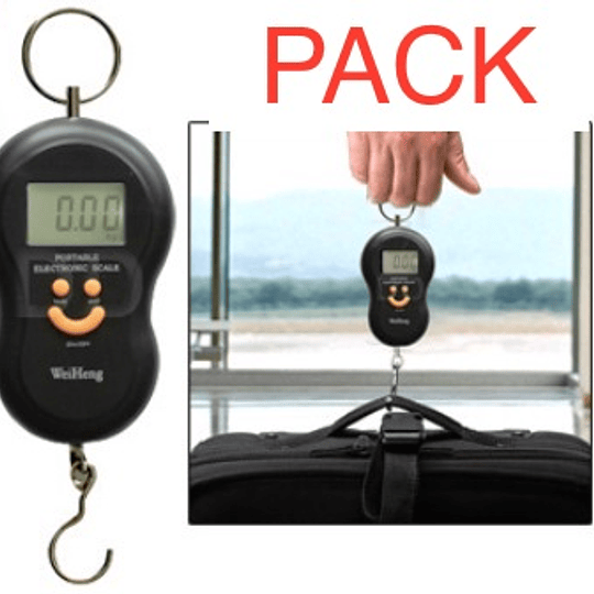 Pack 2 Pesas Balanza Gancho Colgante Digital 50 kg para Maletas