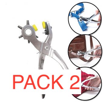 Pack 2 Perforadoras para Cinturones, Cueros, Telas Más Ojales 
