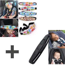 Pack Afirma Cabeza + Clip Hebilla Cinturon Silla de Auto Bebe Niños