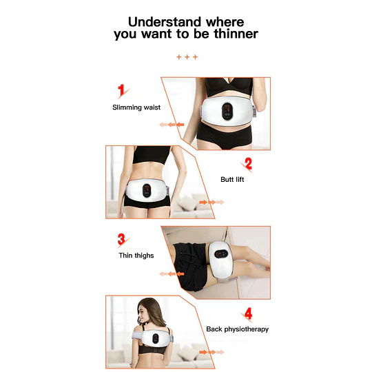 Masajeador Abdominal con Calor Electroestimulador Vibrador 