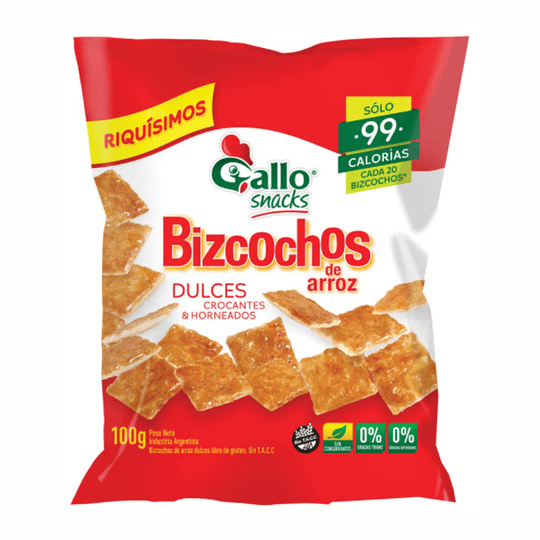 Bizcochos de Arroz Dulces Gallo Snack 100 G