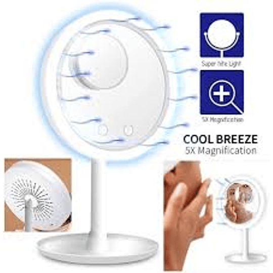 Espejo con Luz  LED  Ventilador Usb