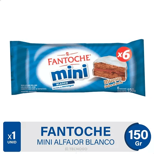 Mini Alfajor Fantoche Blanco 6 unidades