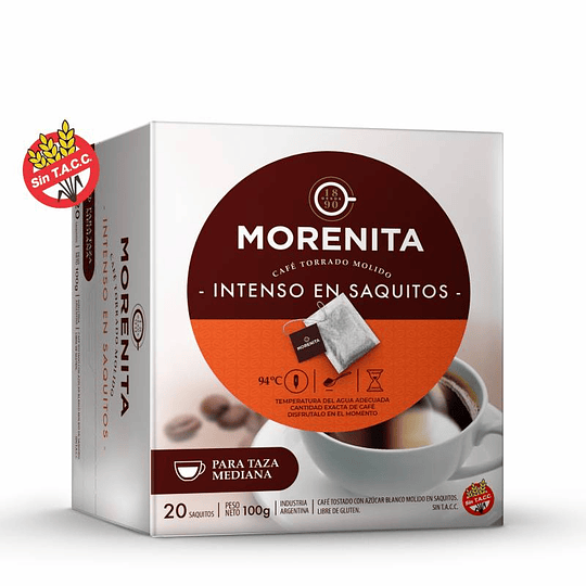 Cafe Torrado Intenso 20 Saquitos Morenita Sin Gluten