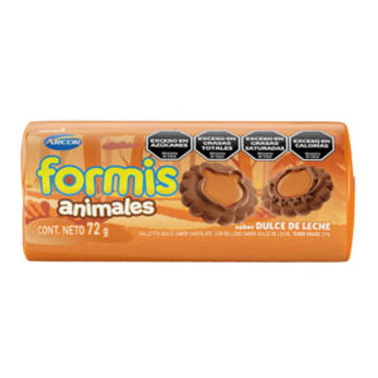 Galletitas Rellenas Formis Animales Chocolate Dulce Leche 72grs 
