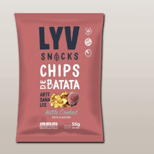 Chips Artesanales Batata Lyv Sin Gluten 55 Gramos