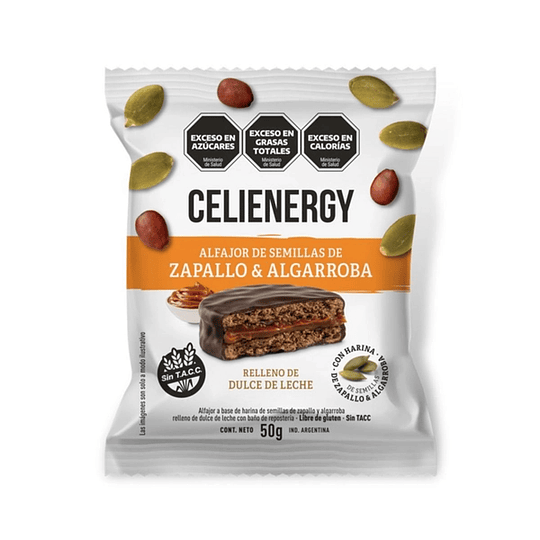  Alfajor de Semillas de Zapallo y Algarroba Celienergy Sin Gluten 50 Gramos