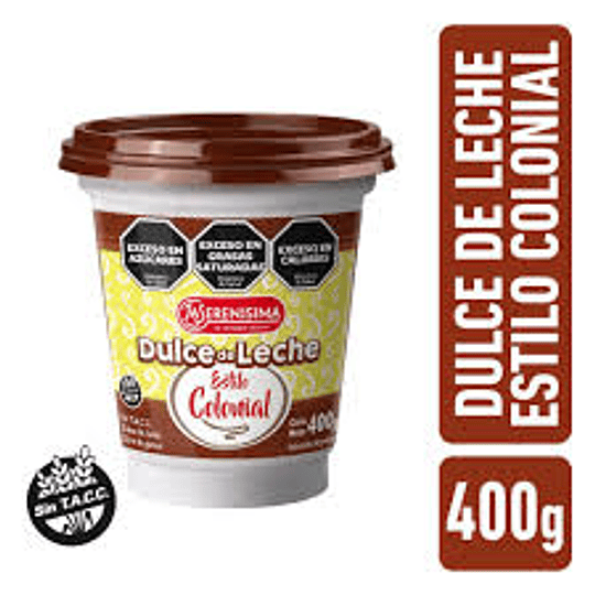 Dulce de Leche La Serenisima Estilo Colonial Sin Gluten 400 Gramos