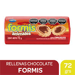 Galletitas Dulces Rellenas Formis Animales Chocolate 72grs 