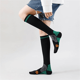 Par Calcetines De Compresion De Varices Negro Con Verde S-M