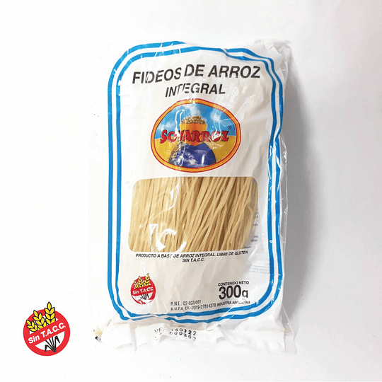 Fideos Arroz Integral Soyarroz Sin Gluten 300 Gramos