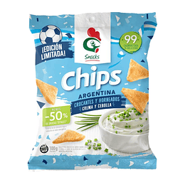 Chips Argentina Crema y  Cebolla Gallo Sin Gluten 100 Gramos