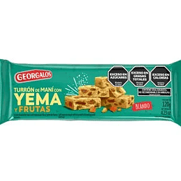 Turrón de Maní con Yema y Frutas Blando 120 Gramos