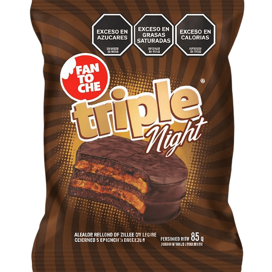 Alfajor Fantoche Triple Night Chocolate con Dulce de Leche 85 Gramos
