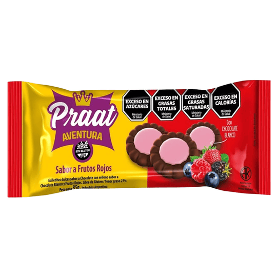 Galletitas Praat Sabor Chocolate Frutos Rojos Sin Gluten Veganas 85 Gramos