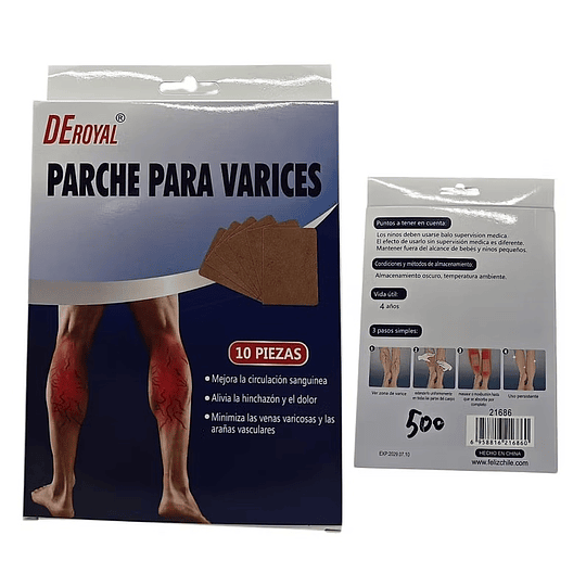 Set 10 Parches Alivio Varices De Las Piernas