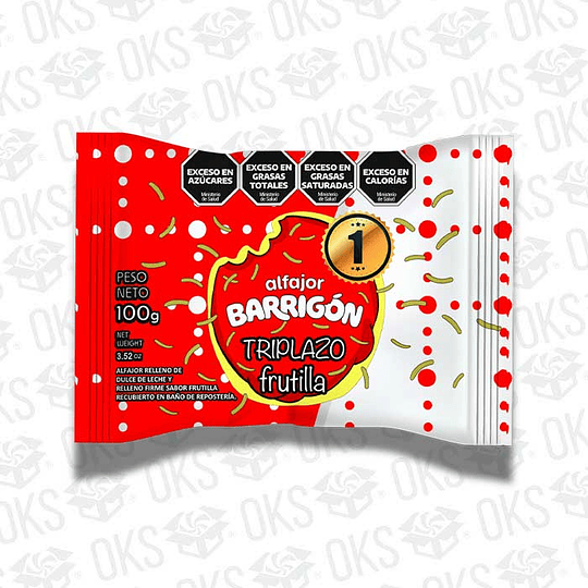 Nuevo Alfajor Barrigón Triplazo Frutilla Dulce De Leche 100 Gramos