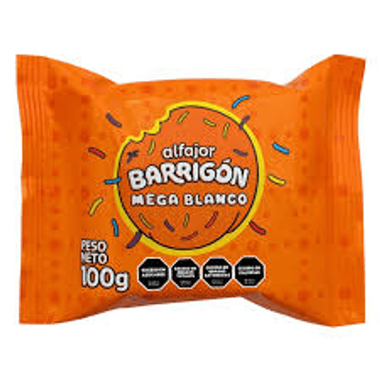 Nuevo Alfajor Barrigón Mega Blanco 100 Gramos