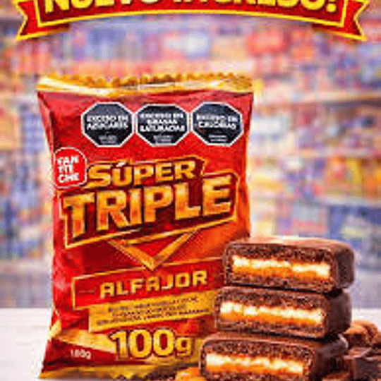 Nuevo Alfajor Súper Triple Fantoche 100 Gramos