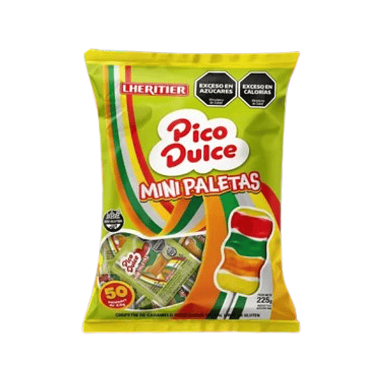 Mini Paletas Chupetines Pico Dulce Sin Gluten 50 Unidades