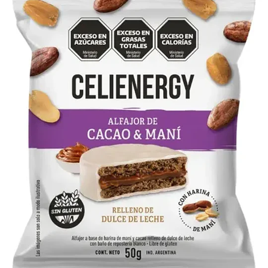 Alfajor de Cacao Maní Celienergy Sin Gluten 50 Gramos- COPIA
