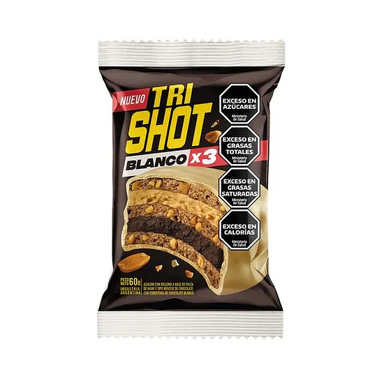 Alfajor Triple Shot Blanco Chocolate Maní 60 Gramos