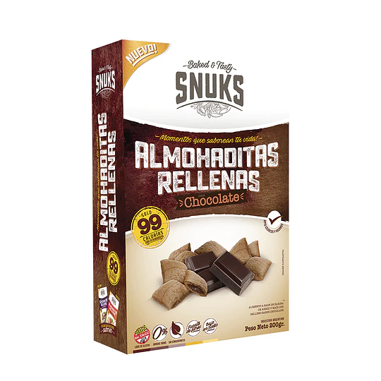 Caja Almohaditas Rellenas Chocolate Snuks Sin Gluten 240 Gramos